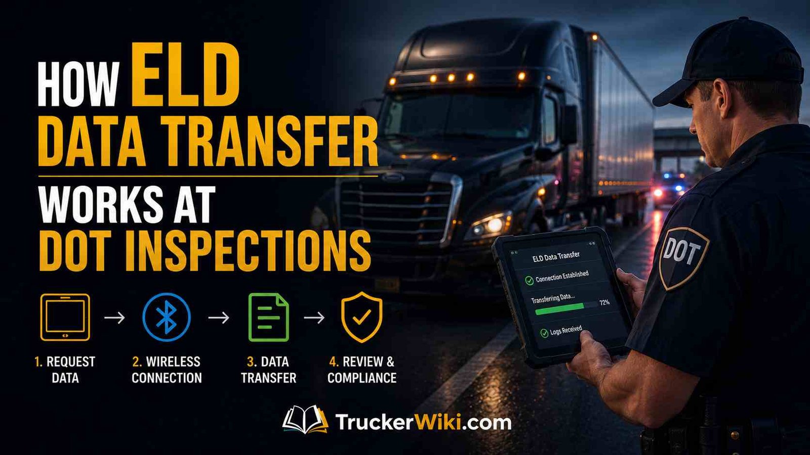 feature image for article How ELD Data Transfer Works at DOT Inspections
