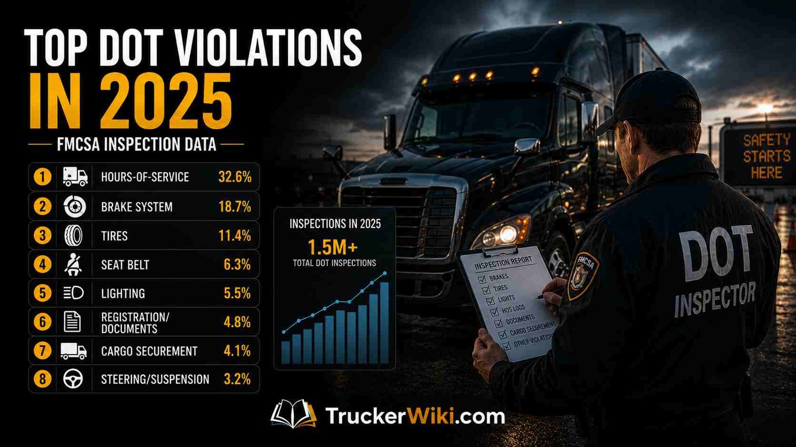 feature image for article: Top DOT Violations in 2025: FMCSA Inspection Data